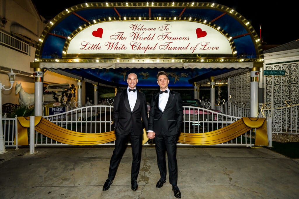 cute picture of the grooms at their dream intimate wedding