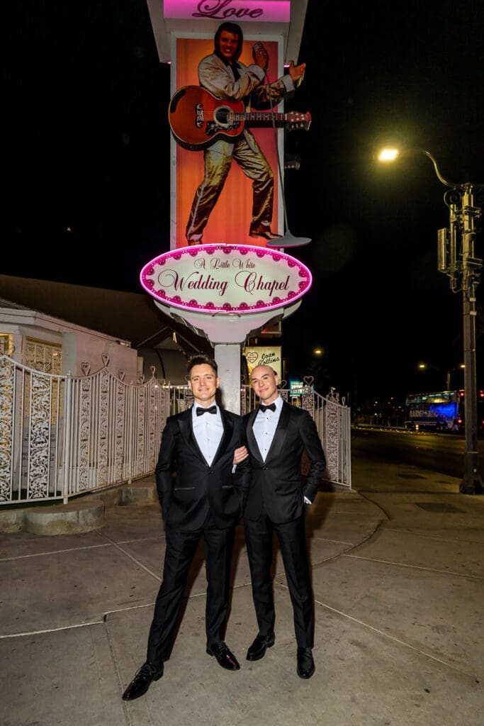 grooms at their dream las vegas elopement 
