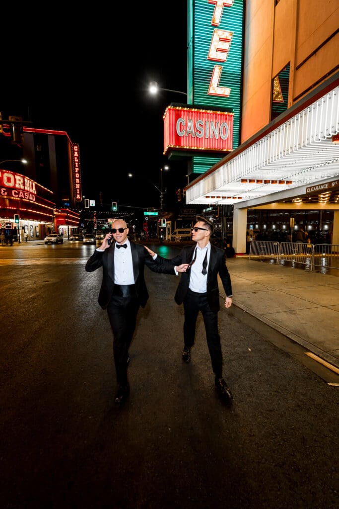grooms at their dream photoshoot in las vegas