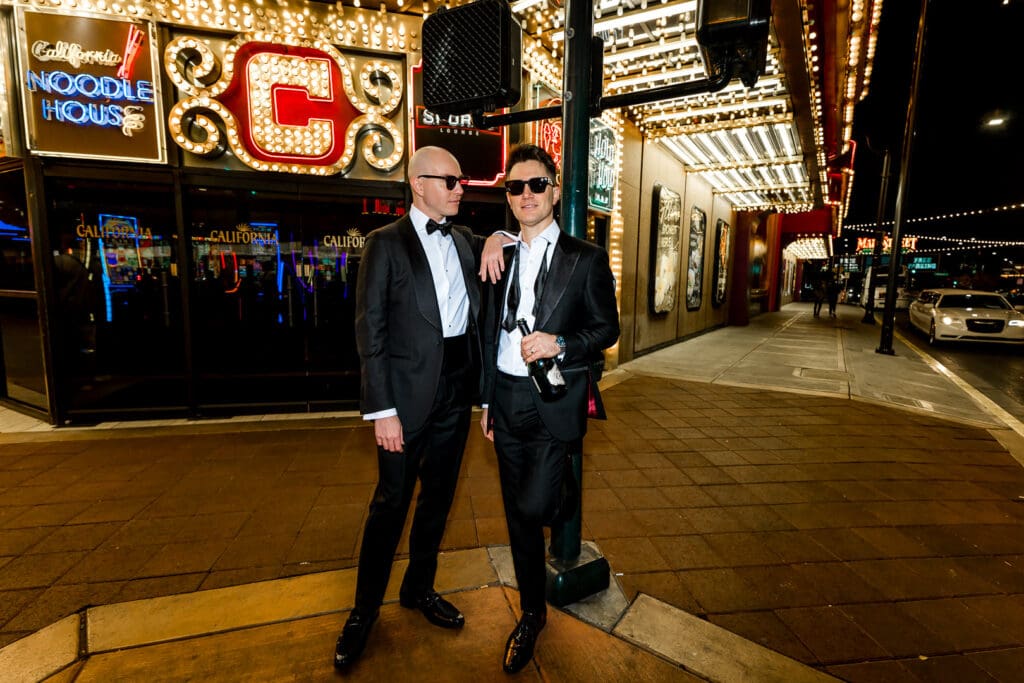 happy grooms at their dream DTLV elopement