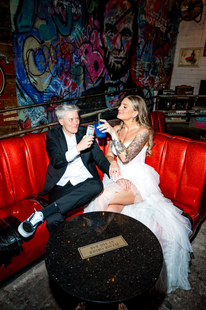 couple having some drinks after their ceremony