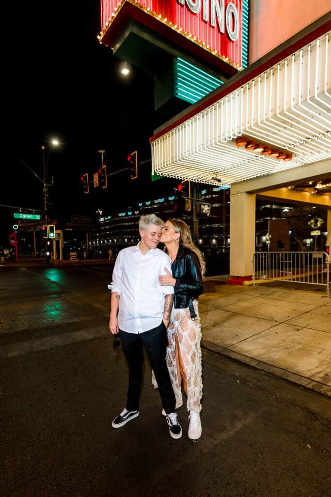 cute couple at their dream electric las vegas elopement