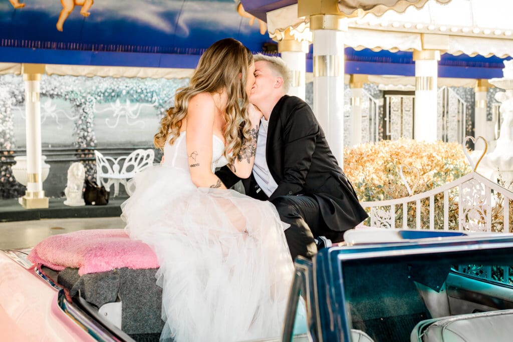 newlyweds kissing after their elopement ceremony 