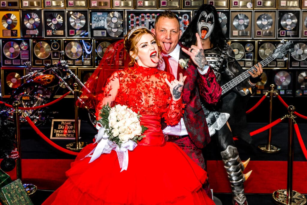 newlyweds at their fun and eclectic las vegas elopement 