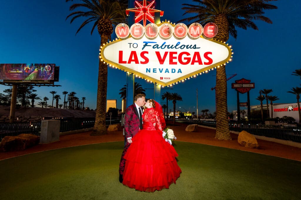 newly married couple at their eclectic las vegas elopement