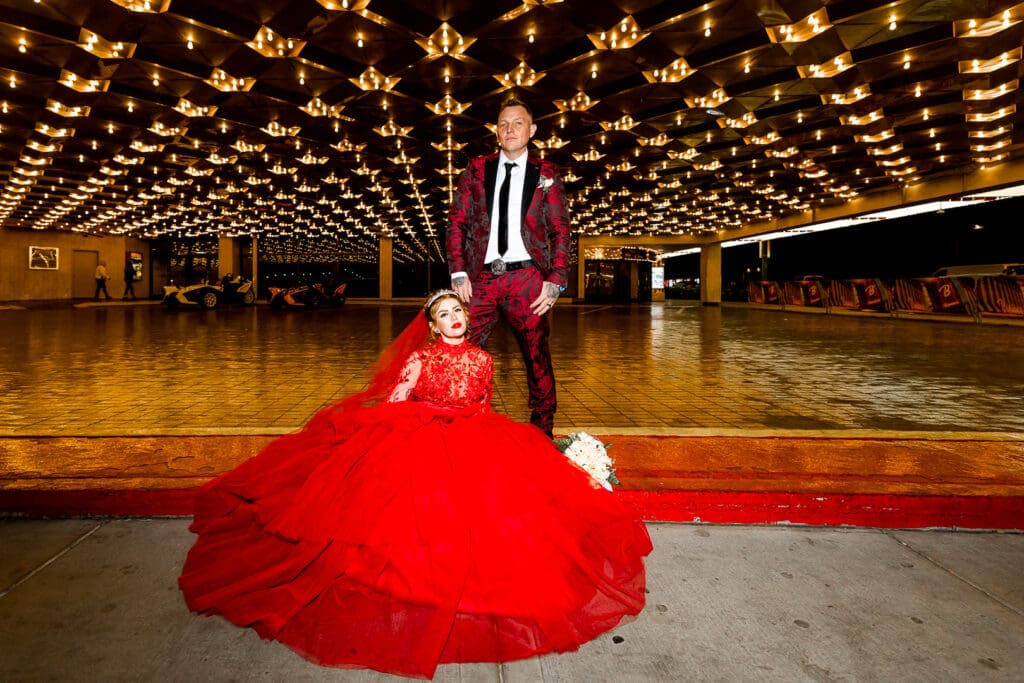 cute couple at their dream las vegas micro wedding reception