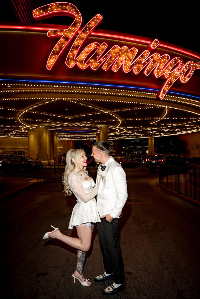 couple looking and smiling at each other during their bridal portraits 