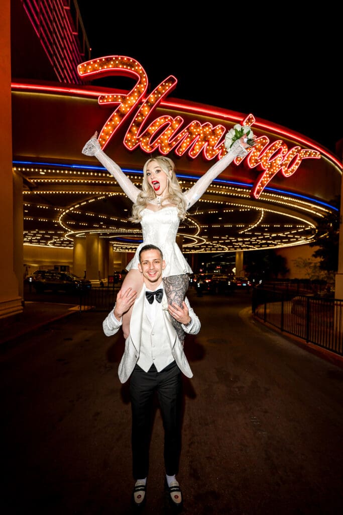 newlyweds having fun in DTLV after their elopement ceremony