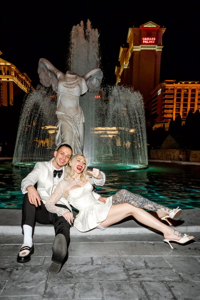 fun and playful portrait of the newlyweds