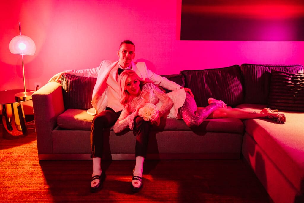 couple at their bridal portraits in las vegas 