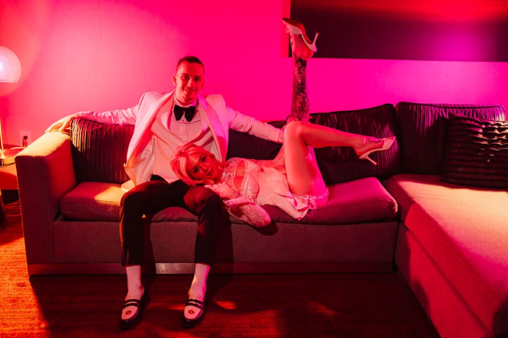 couple having fun during their bridal session