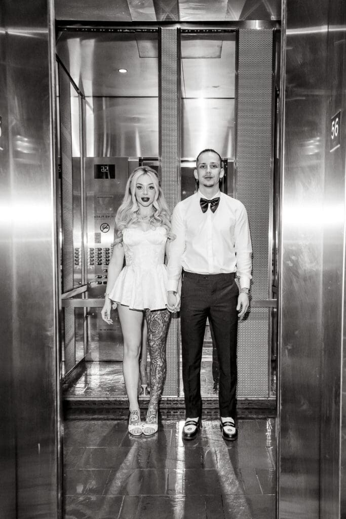 b&w portrait of the newlyweds