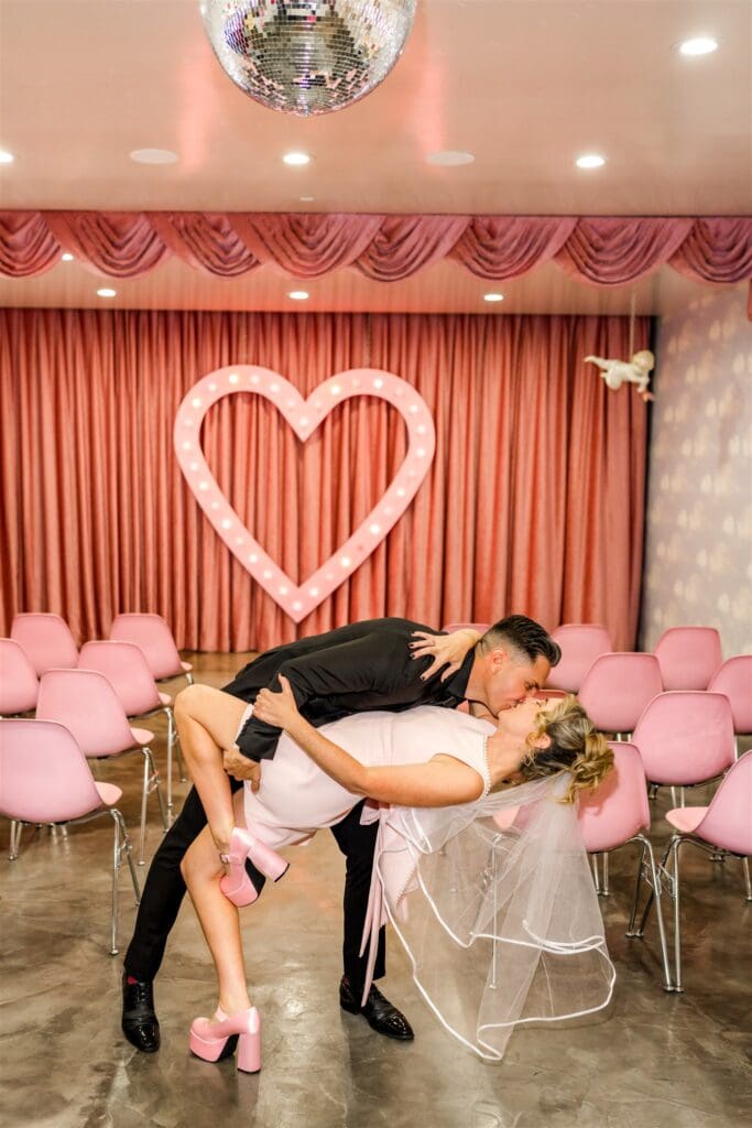 cute couple kissing after their ceremony
