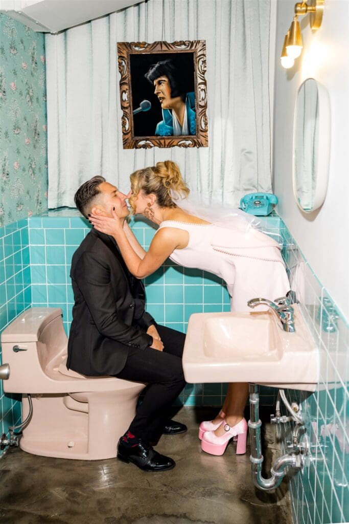cute couple kissing during their photoshoot