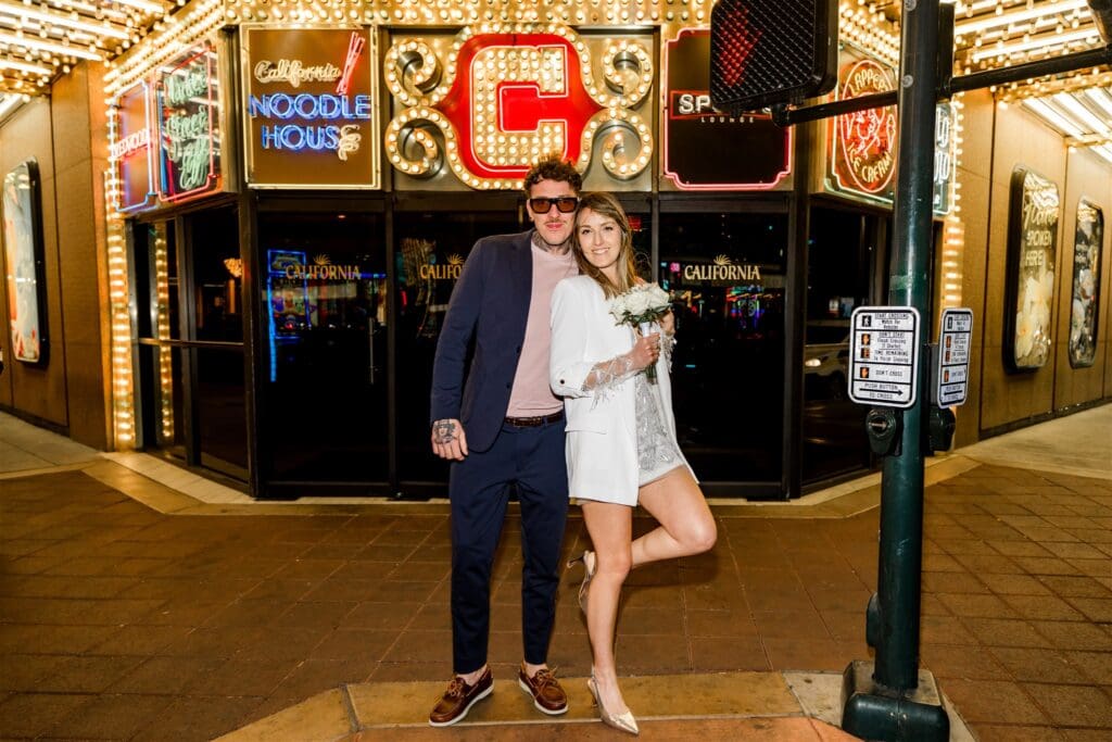 couple having fun at their elopement