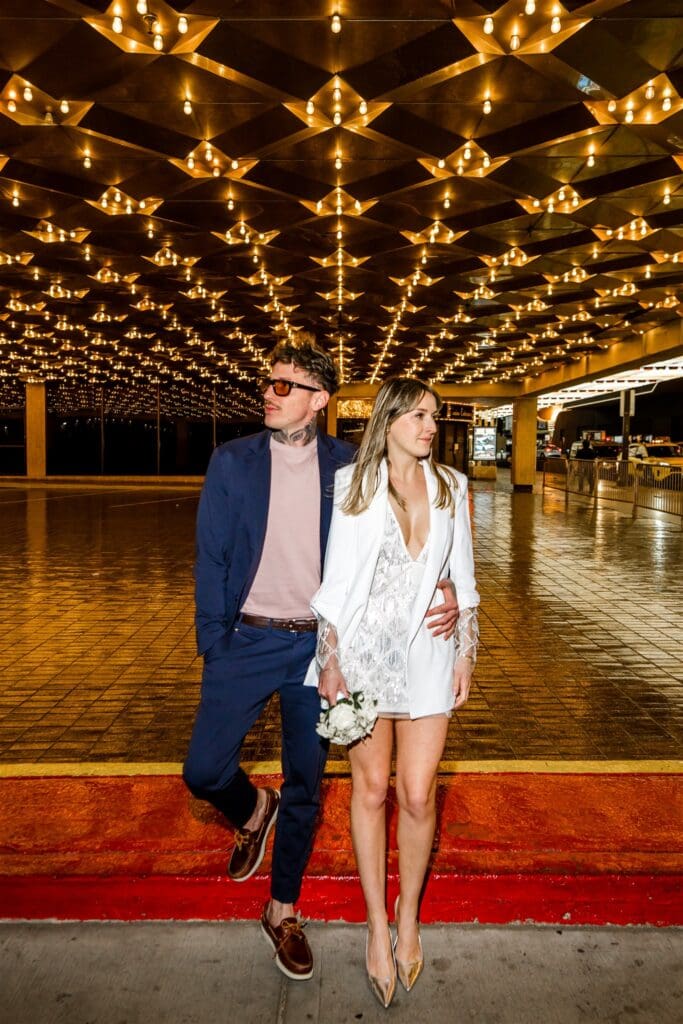 cute couple at their badass las vegas elopement 