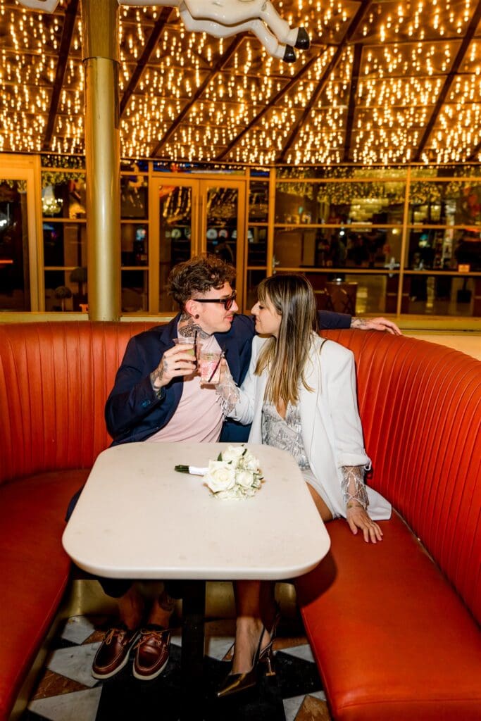 couple having fun after their ceremony 
