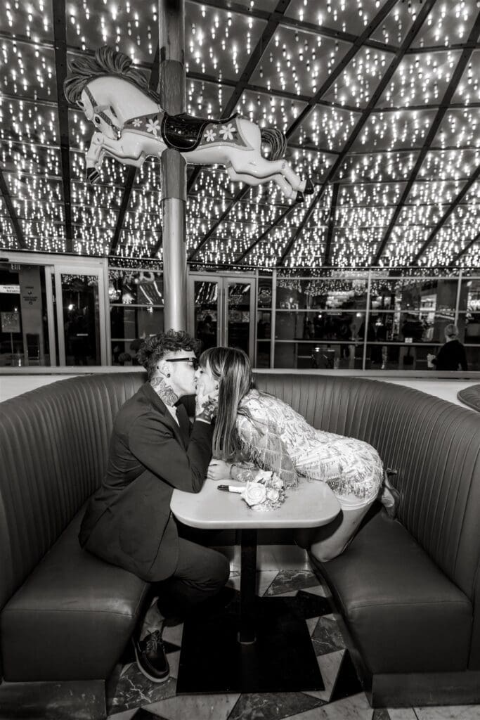 cute couple kissing during their bridal session