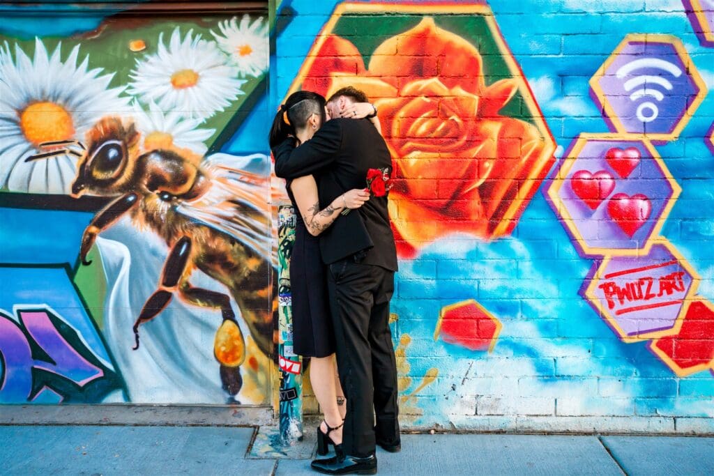 bride and groom kissing during their phtooshoot 