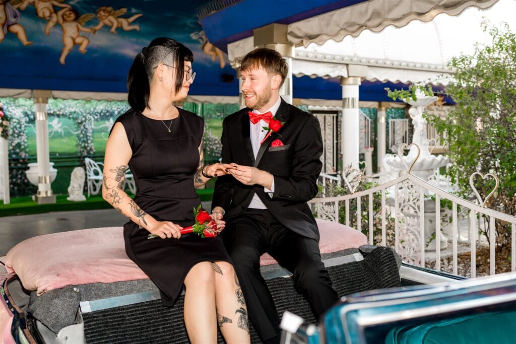 cute couple having the best time at their amazing wedding