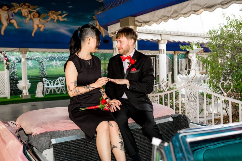 Black Fits, Pink Caddys, and Big-Ass Love: A Fun Las Vegas Elopement That Slayed the Strip