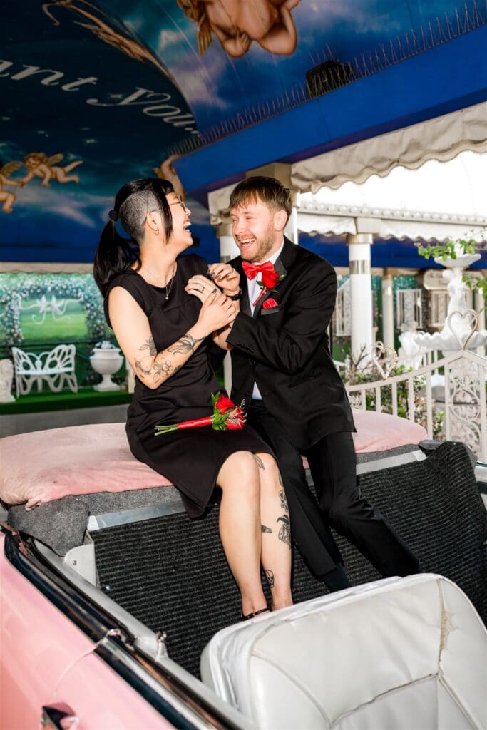 happy couple at their dream las vegas elopement 