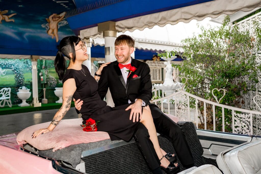 Black Fits, Pink Caddys, and Big-Ass Love: A Fun Las Vegas Elopement That Slayed the Strip