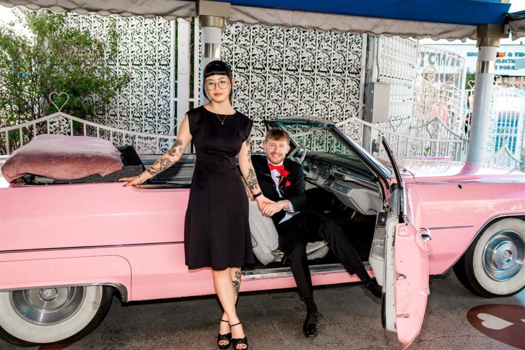 couples portraits at a pic cadilac 