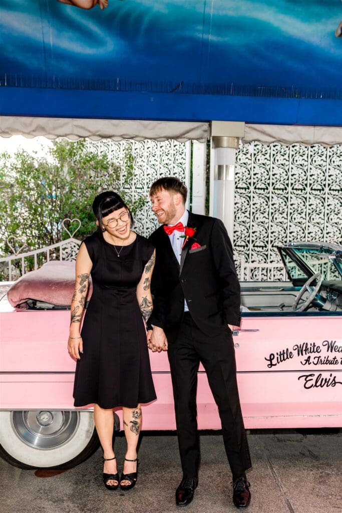 Black Fits, Pink Caddys, and Big-Ass Love: A Fun Las Vegas Elopement That Slayed the Strip