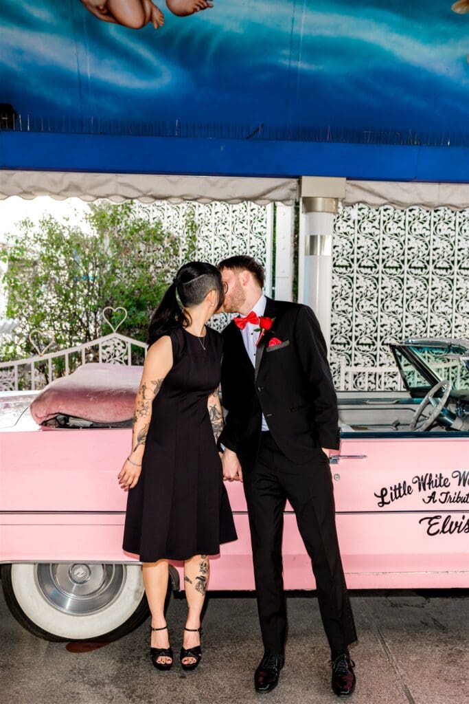bride kissing the groom on the cheek