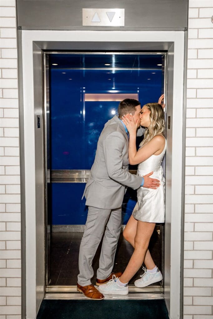 cute couple kissing at their las vegas photoshoot
