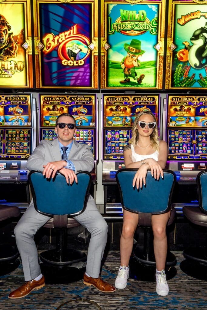 fun couple at their playful photoshoot around DTLV