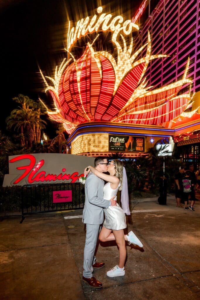 bride and groom kissing after their ceremony