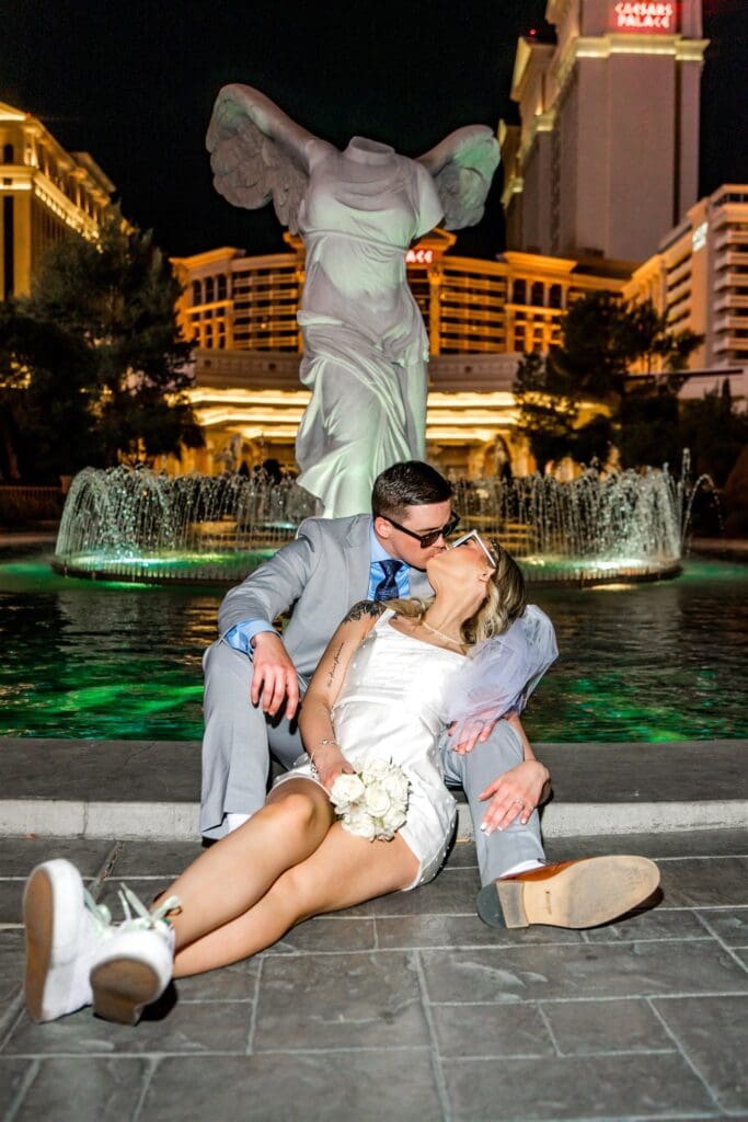 picture of the newlyweds walking around DTLV