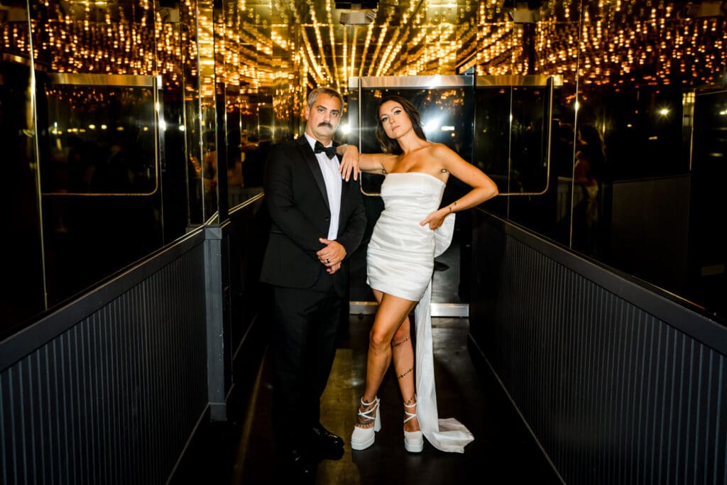 couple at their fun bridal portraits in vegas