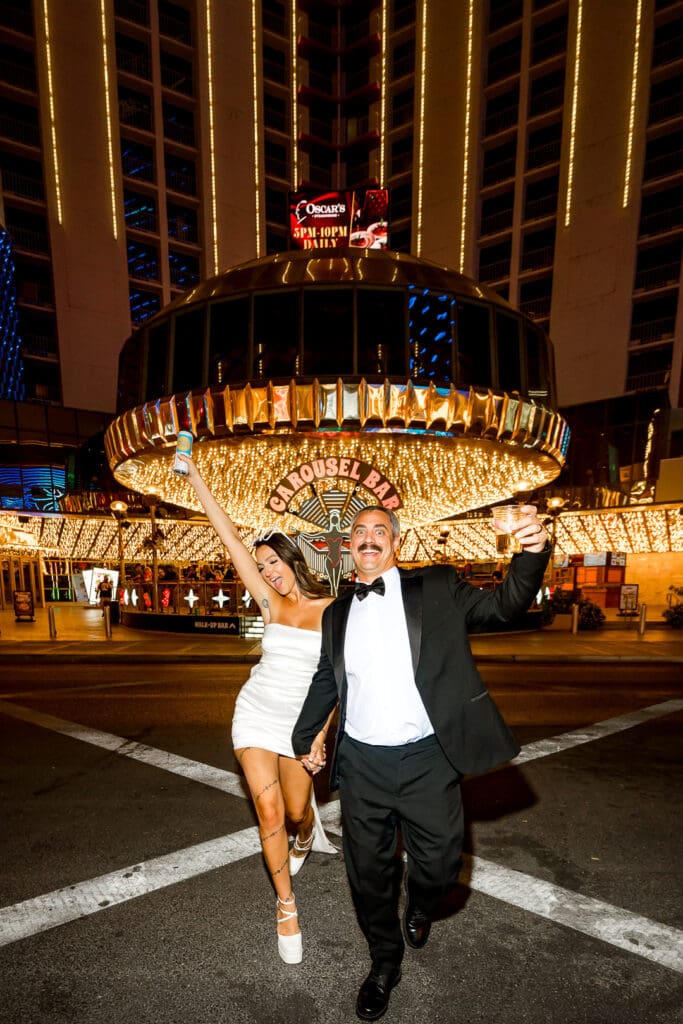 couple walking around DTLV after their elopement