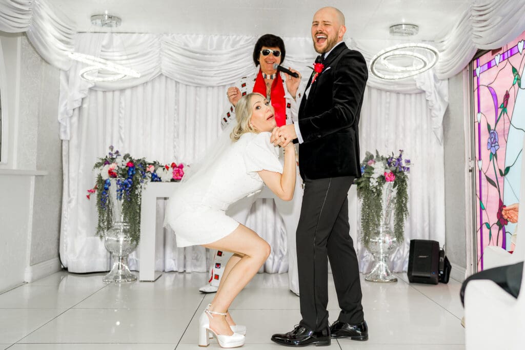 newlyweds having fun at their dream ceremony