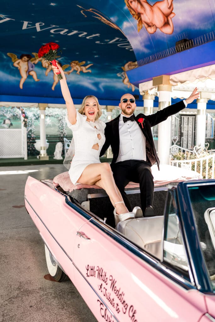 fun picture of the newlyweds during their bridal portraits