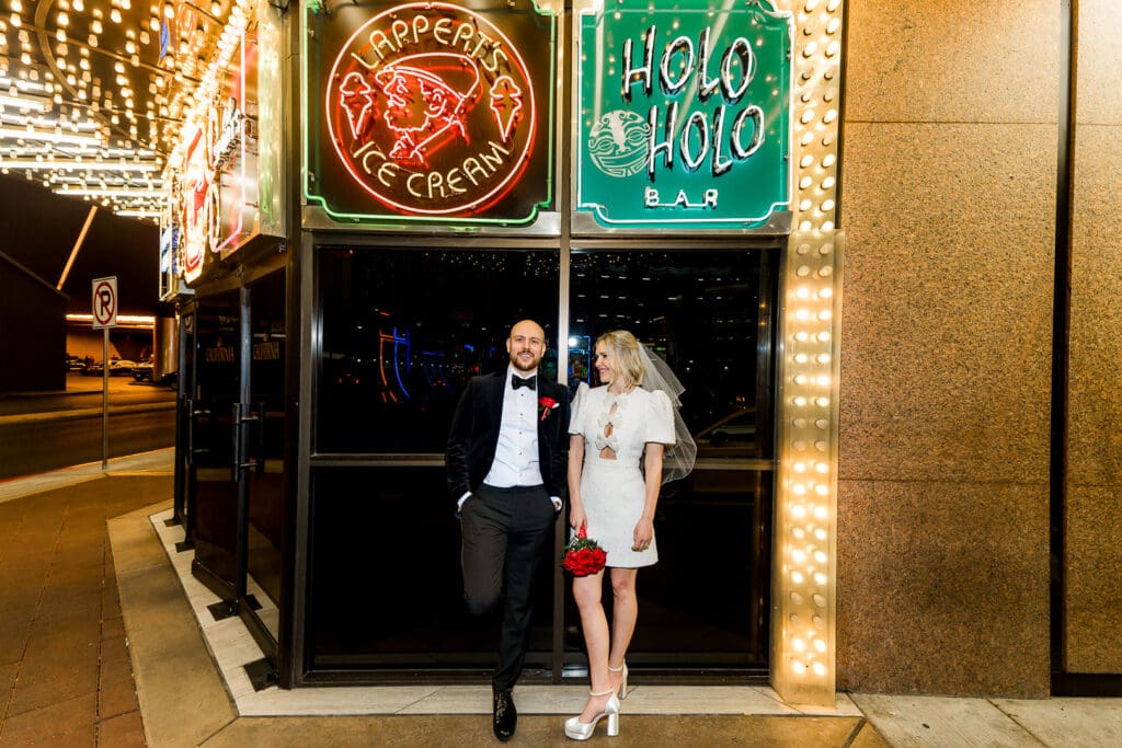 cute couple at their dream las vegas elopement