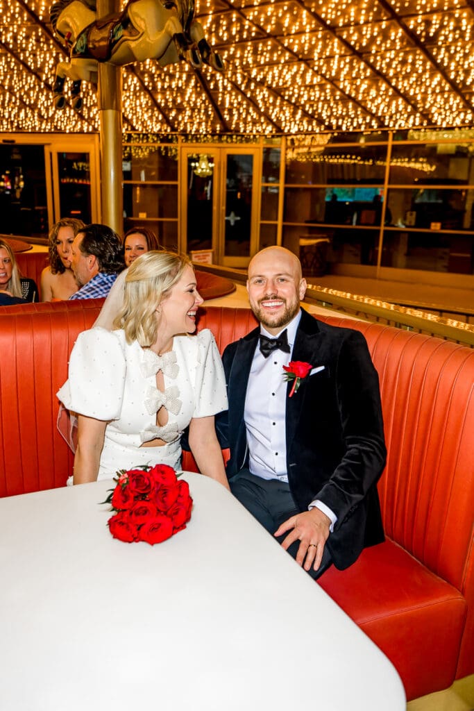 couple laughing during their photoshoot in las vegas
