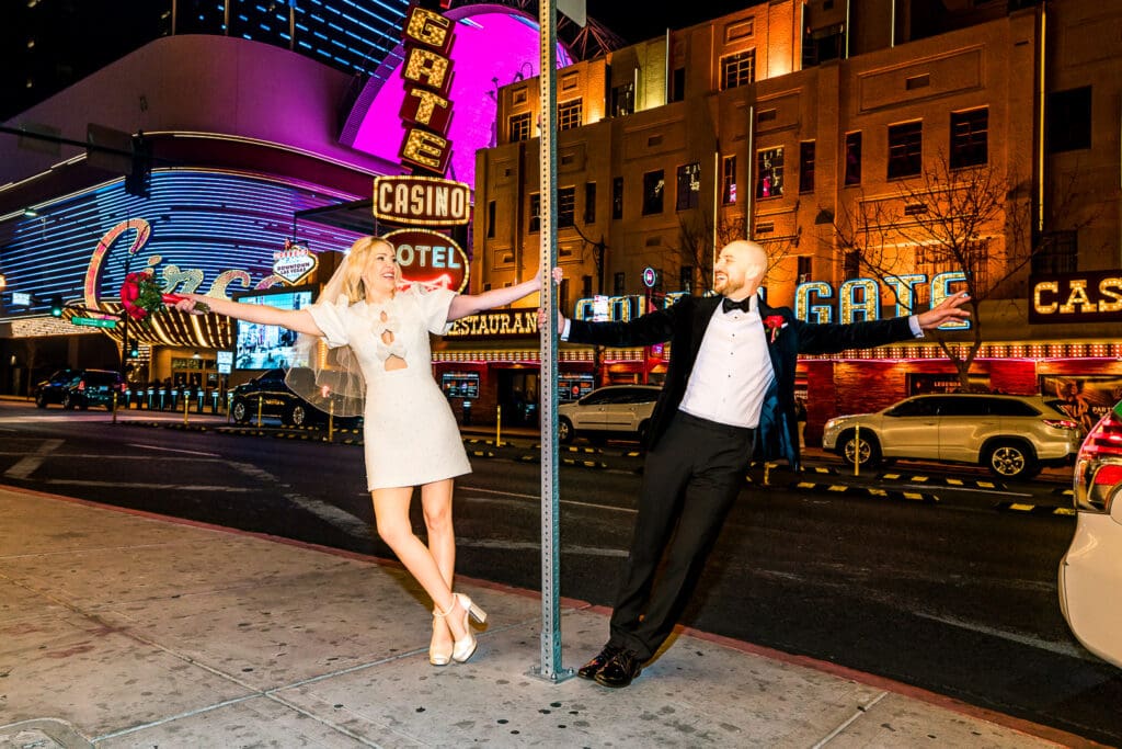 This Unfiltered Las Vegas Elopement Had Elvis, Champagne, and an Accidental Ass Crack!