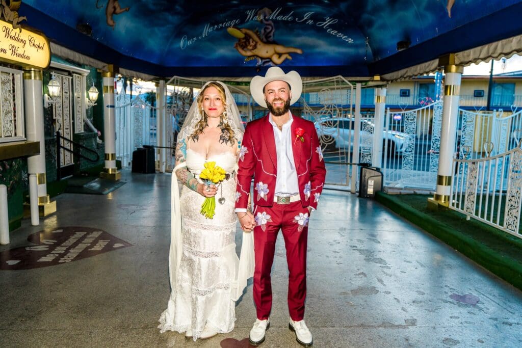 cute portrait of the bride and groom