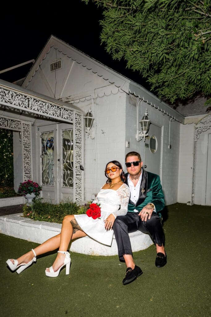 Bridal but Make It Rock & Roll: Little White Wedding Chapel Elopement You Can’t Miss
