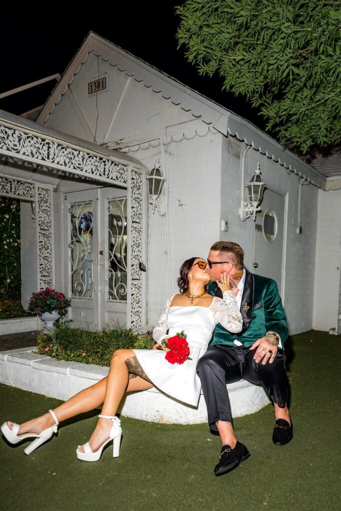 picture of the newlyweds kissing
