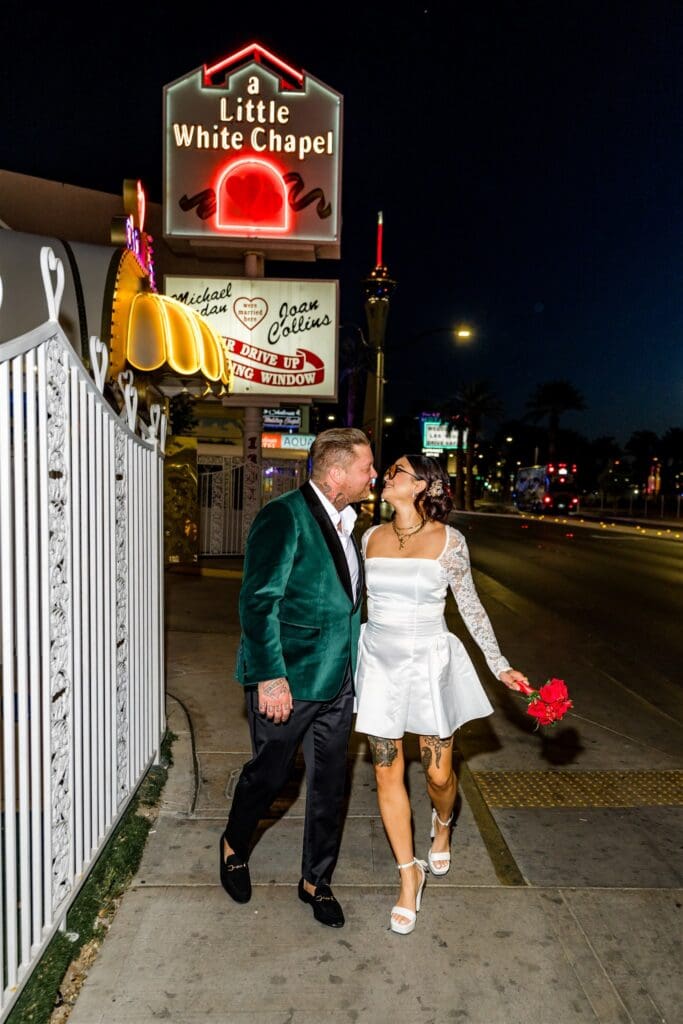 portrait of the newlyweds kissing during their bridal portraits 