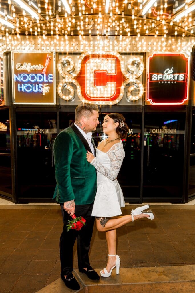 cute picture of the newlyweds looking at each other