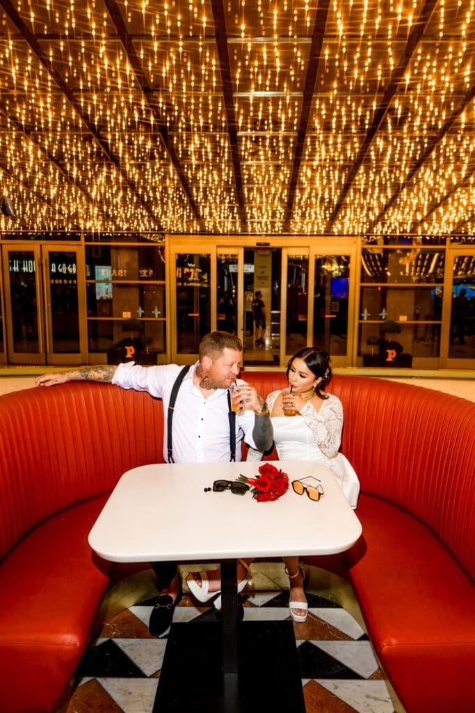happy newlyweds at celebrating their elopement
