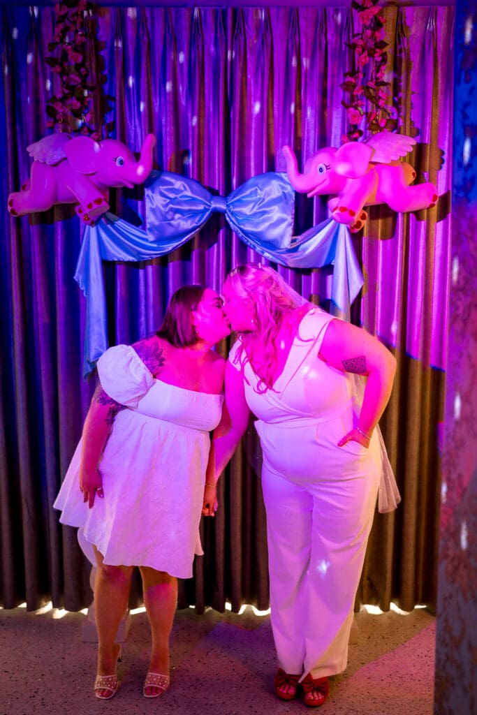 couple kissing during their bridal session
