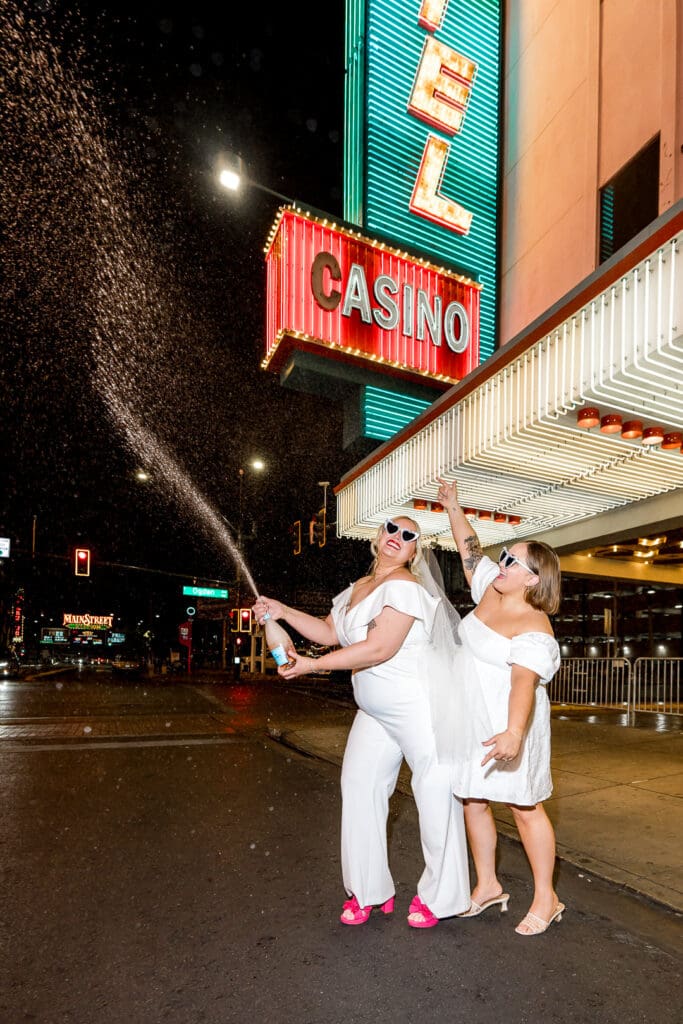 happy couple celebrating their elopement in DTLV