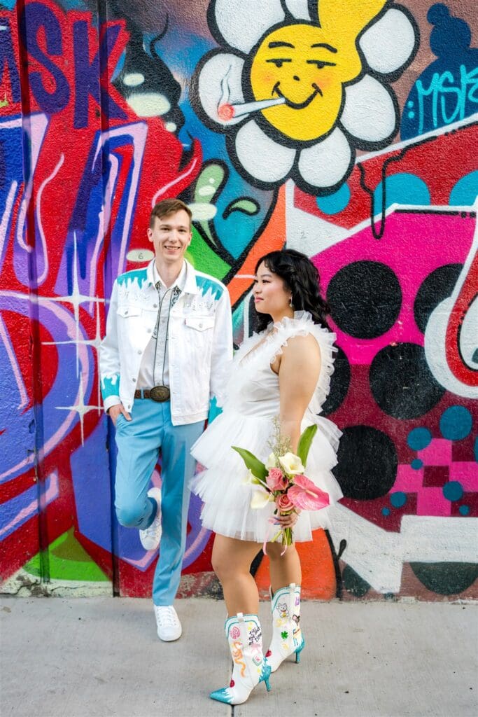 picture of the groom admiring the bride